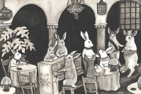 Pianos: Casa Bunny (Casablanca With Rabbits) by Nakisha VanderHoeven