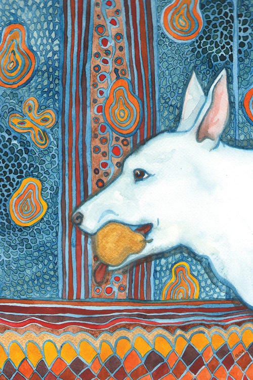 Blue Dog With Pear by Nakisha VanderHoeven wall art