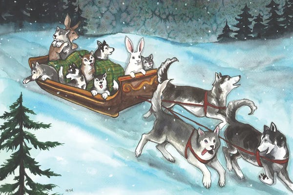 Pine Trees: Dog Sled by Nakisha VanderHoeven