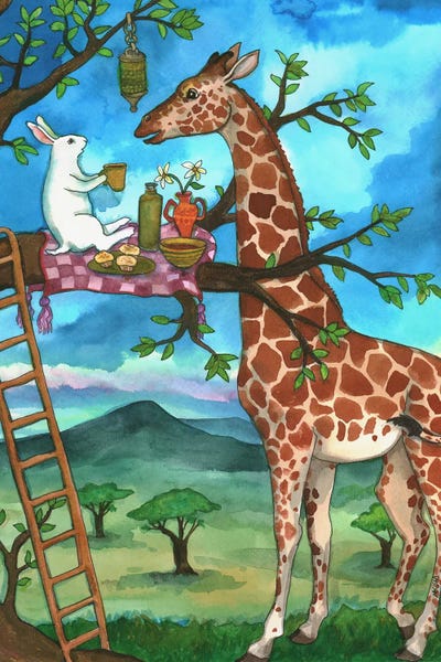 Animal Illustrations: Tea With Giraffe by Nakisha VanderHoeven