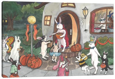 Bunnies' Halloween Canvas Art Print - Nakisha VanderHoeven