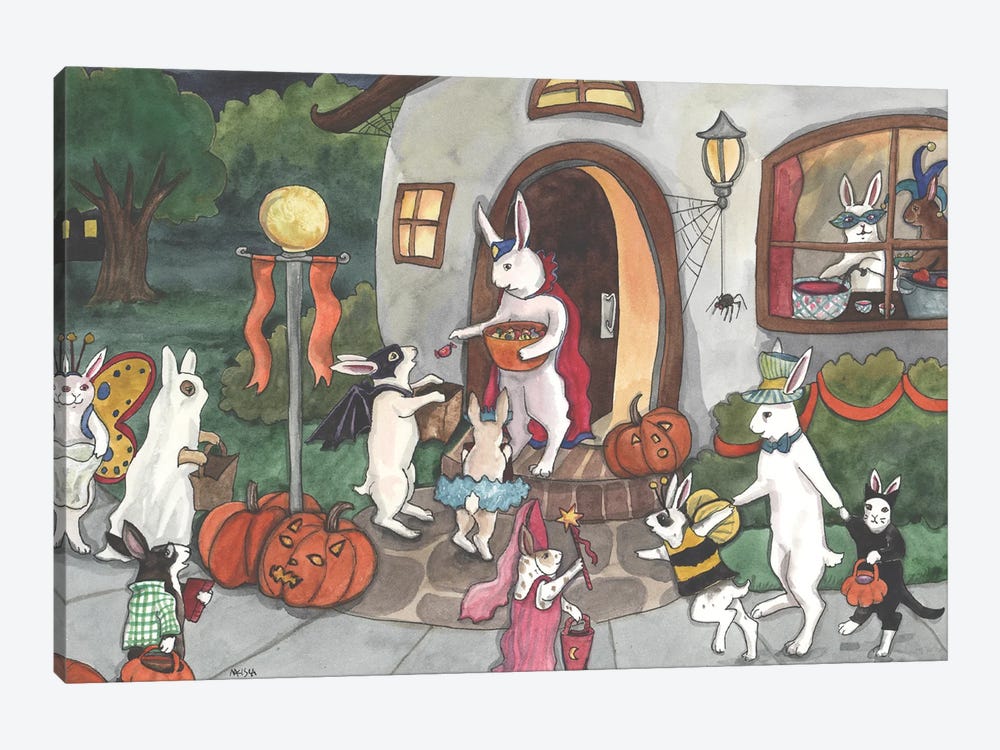 Bunnies' Halloween by Nakisha VanderHoeven 1-piece Canvas Art