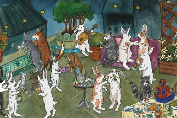 Animal Illustrations: Rooftop Party by Nakisha VanderHoeven