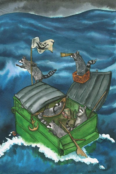 Animal Illustrations: Trash Boat by Nakisha VanderHoeven
