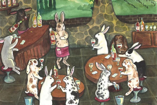 Animal Illustrations: Wine Tasting by Nakisha VanderHoeven