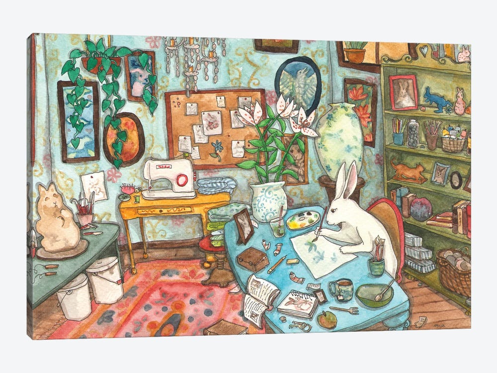 Bunny In The Studio by Nakisha VanderHoeven 1-piece Canvas Art Print