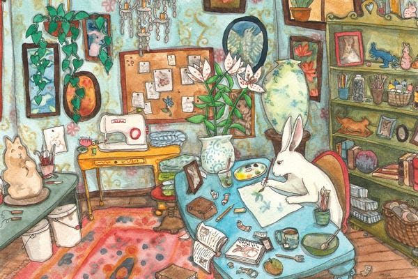 Rabbits: Bunny In The Studio by Nakisha VanderHoeven
