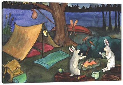 Camping By The River Canvas Art Print