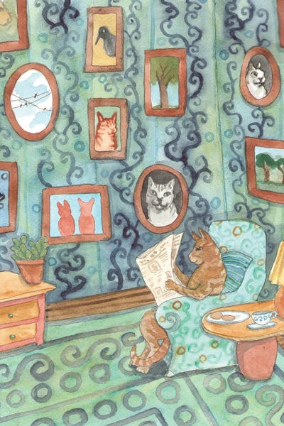 Cat Art Collector by Nakisha VanderHoeven framed wall art