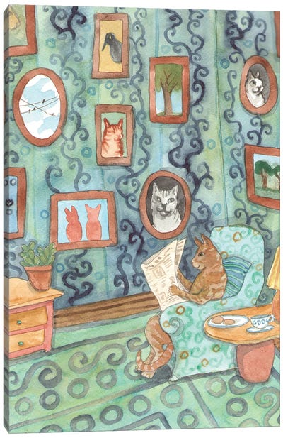 Cat Art Collector Canvas Art Print - Nakisha VanderHoeven