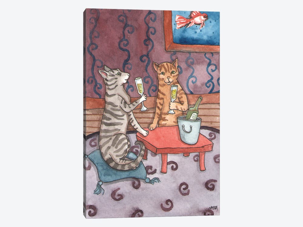 Cats With Champagne by Nakisha VanderHoeven 1-piece Canvas Art Print