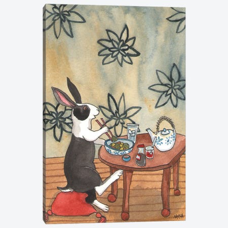 Dutch Bunny Eating Dinner Canvas Print #NVH26} by Nakisha VanderHoeven Canvas Wall Art