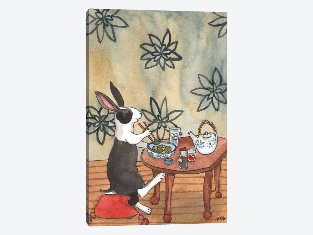 Dutch Bunny Eating Dinner by Nakisha VanderHoeven 1-piece Canvas Artwork