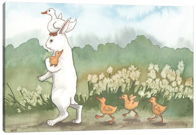 Helping With The Ducklings Canvas Art Print - Nakisha VanderHoeven