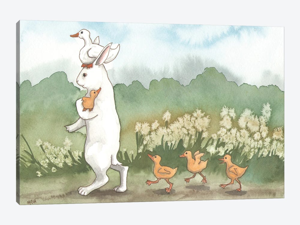 Helping With The Ducklings by Nakisha VanderHoeven 1-piece Canvas Print