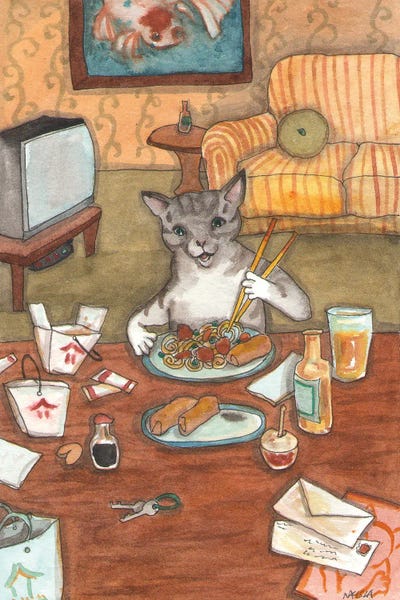 Asian Cuisine: Kitty With Take Out by Nakisha VanderHoeven