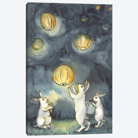 Lighting The Sky Lanterns Canvas Print #NVH42} by Nakisha VanderHoeven Art Print