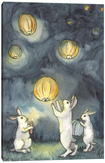 Lighting The Sky Lanterns Canvas Art Print - Nakisha VanderHoeven
