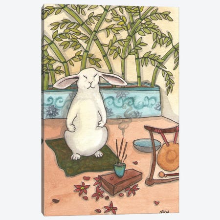 Meditating Bunny Canvas Print #NVH48} by Nakisha VanderHoeven Art Print
