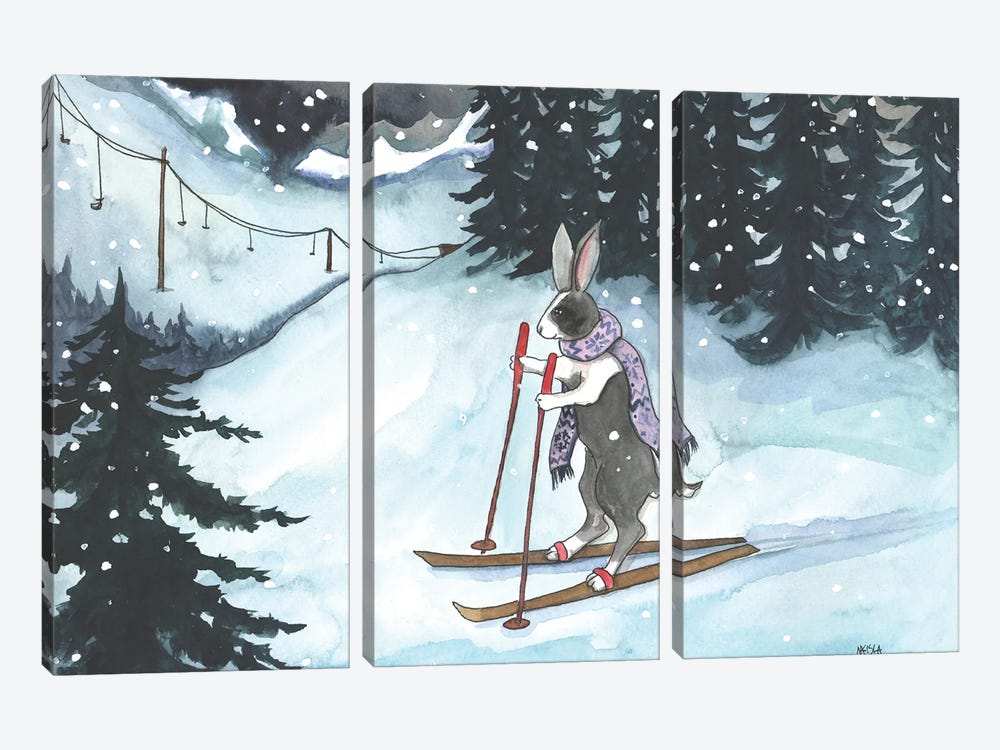 Ski Bunny by Nakisha VanderHoeven 3-piece Canvas Art Print