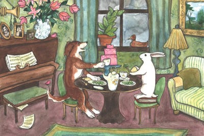 Tea With Beagle by Nakisha VanderHoeven multi panel art