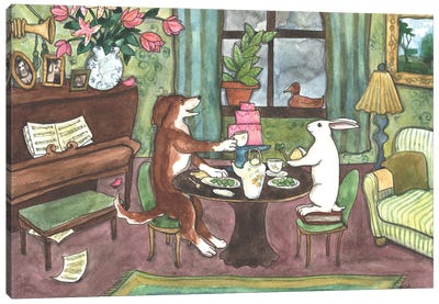 Tea With Beagle Canvas Art Print - Nakisha VanderHoeven