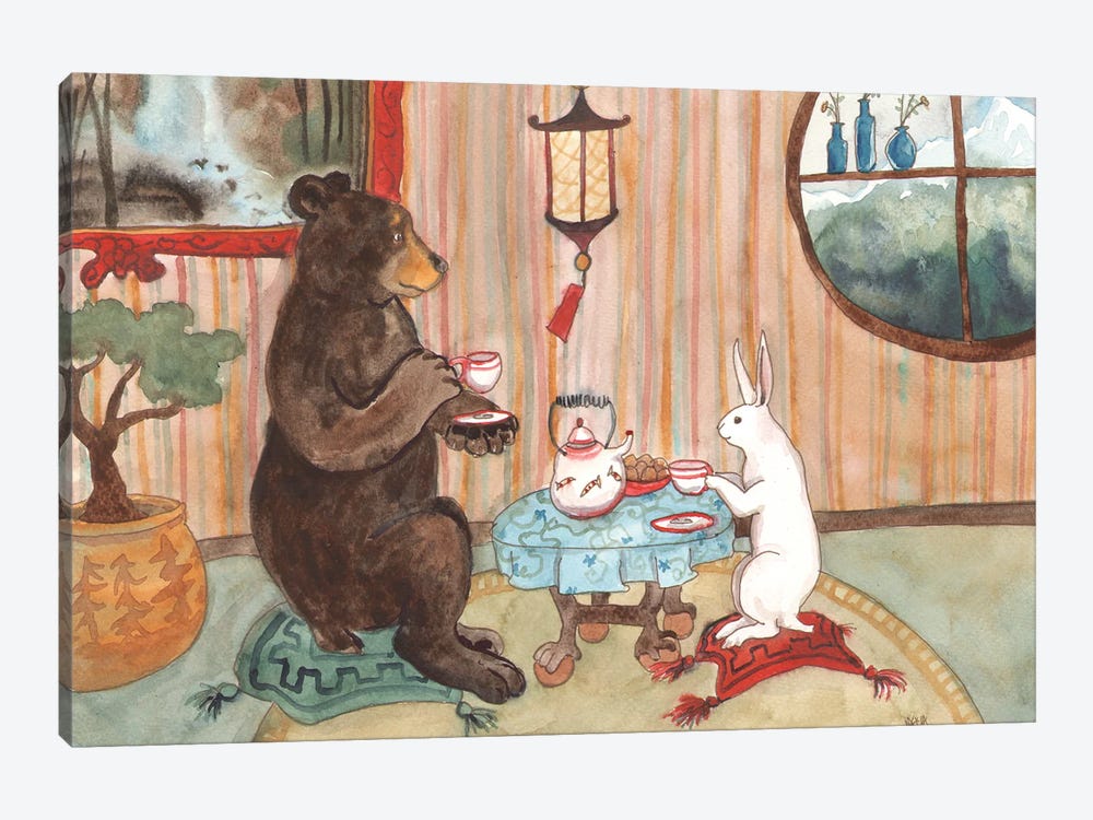 Tea With Bear by Nakisha VanderHoeven 1-piece Art Print