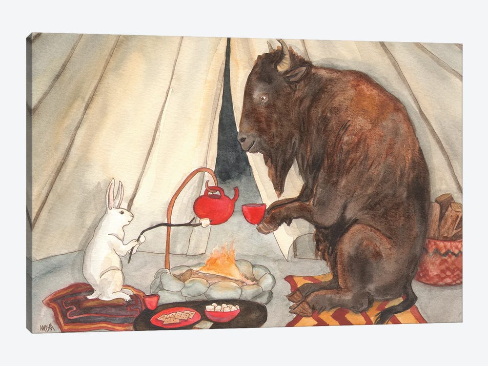 Tea With Buffalo by Nakisha VanderHoeven 1-piece Canvas Artwork
