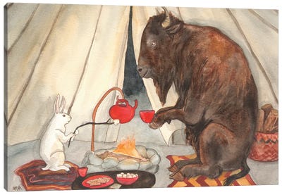Tea With Buffalo Canvas Art Print - Nakisha VanderHoeven