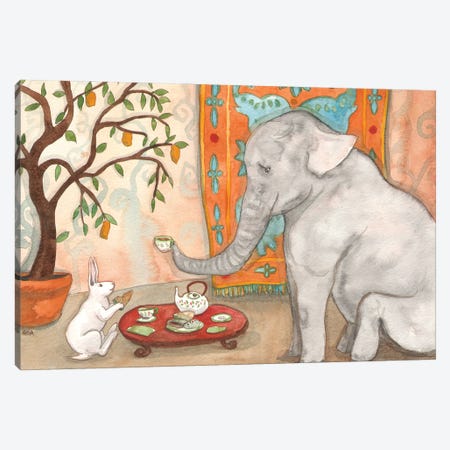 Tea With Elephant Canvas Print #NVH86} by Nakisha VanderHoeven Canvas Artwork