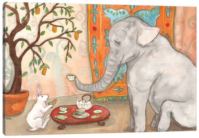 Tea With Elephant Canvas Art Print - Nakisha VanderHoeven