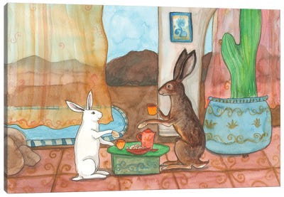Tea With Jack Rabbit Canvas Art Print - Nakisha VanderHoeven