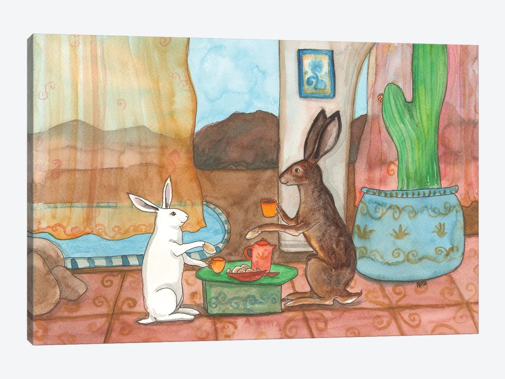 Tea With Jack Rabbit by Nakisha VanderHoeven 1-piece Art Print
