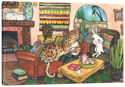 Tea With Jaguar Canvas Art Print - Jaguar Art