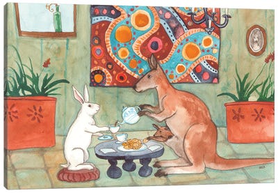 Tea With Kangaroo Canvas Art Print - Nakisha VanderHoeven