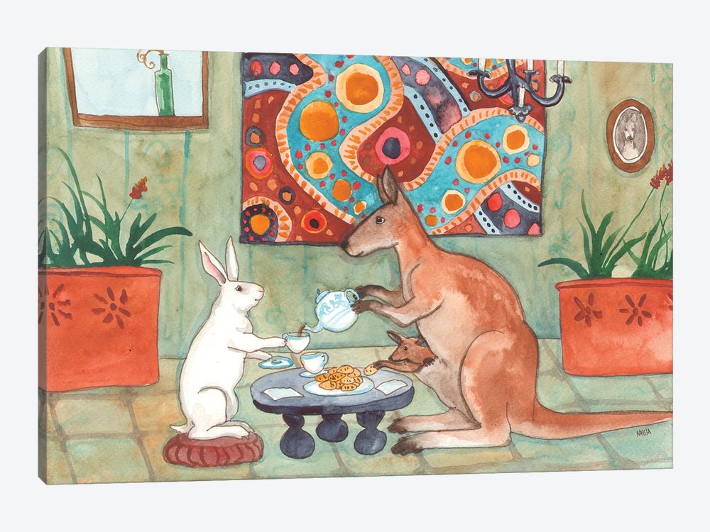 Tea With Kangaroo by Nakisha VanderHoeven 1-piece Canvas Art