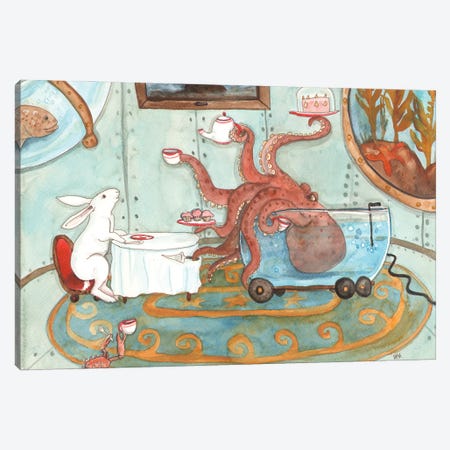 Tea With Octopus Canvas Print #NVH92} by Nakisha VanderHoeven Canvas Artwork