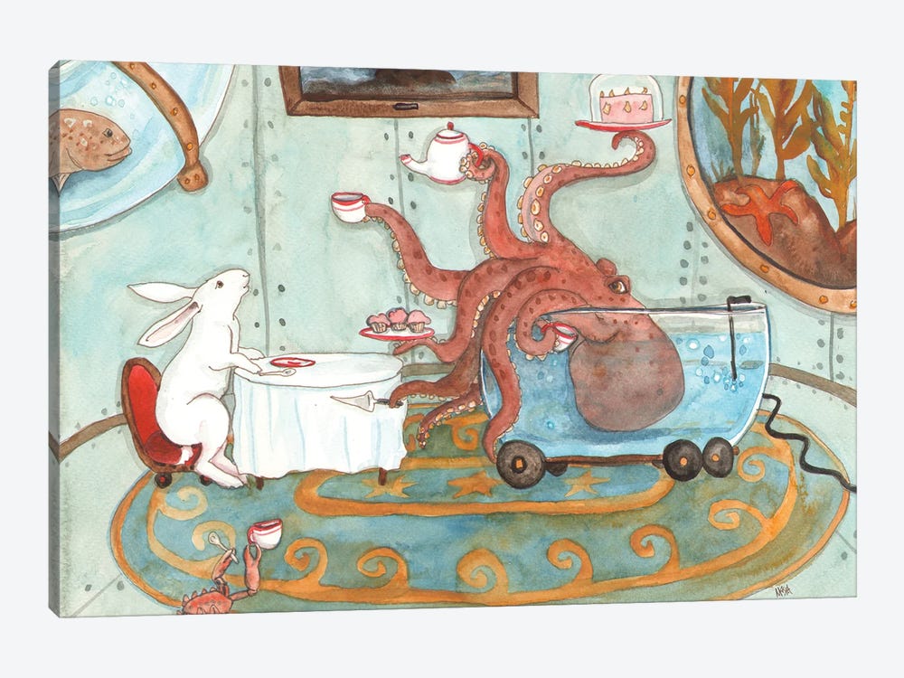 Tea With Octopus by Nakisha VanderHoeven 1-piece Canvas Art Print