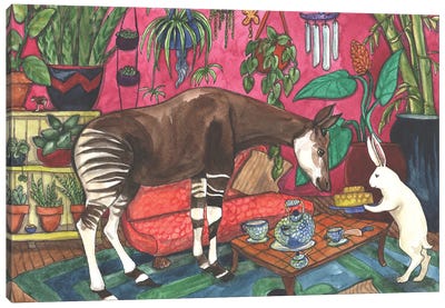 Tea With Okapi Canvas Art Print - Nakisha VanderHoeven