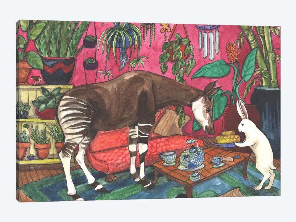 Tea With Okapi by Nakisha VanderHoeven 1-piece Canvas Art