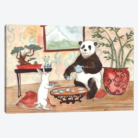 Tea With Panda Canvas Print #NVH94} by Nakisha VanderHoeven Art Print