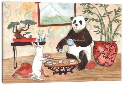 Tea With Panda Canvas Art Print - Nakisha VanderHoeven