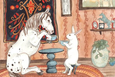 Tea With Pony by Nakisha VanderHoeven framed canvas print