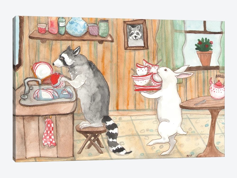 Tea With Raccoon by Nakisha VanderHoeven 1-piece Art Print