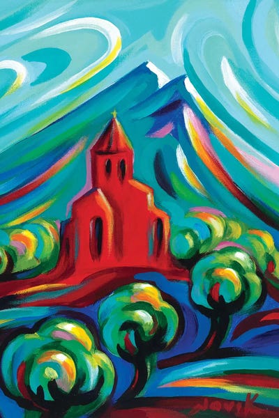 Red Church III by Novik framed canvas print