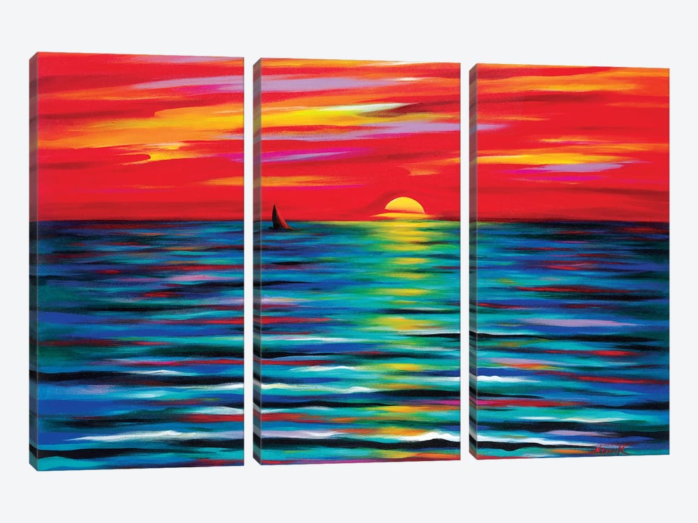 Red Sunset by Novik 3-piece Canvas Print