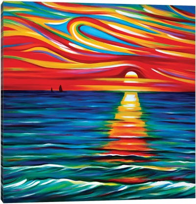 The Gift Of Sunset Canvas Art Print - Lake & Ocean Sunrise & Sunset Art