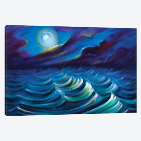 Watching On The Waves Canvas Print #NVK205} by Novik Art Print