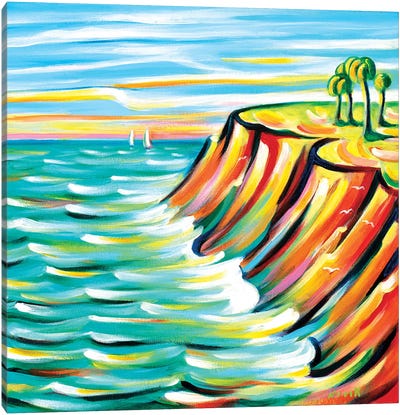 Looking At The Sea Canvas Art Print - Cliff Art