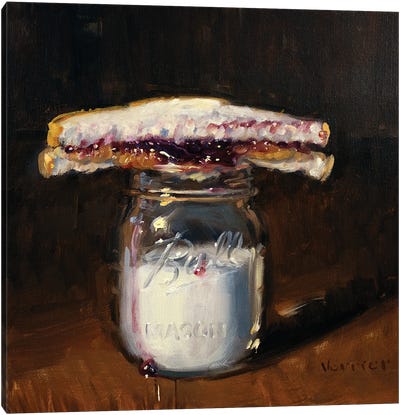 PBJ & Jar Of Milk Canvas Art Print - Sandwich Art